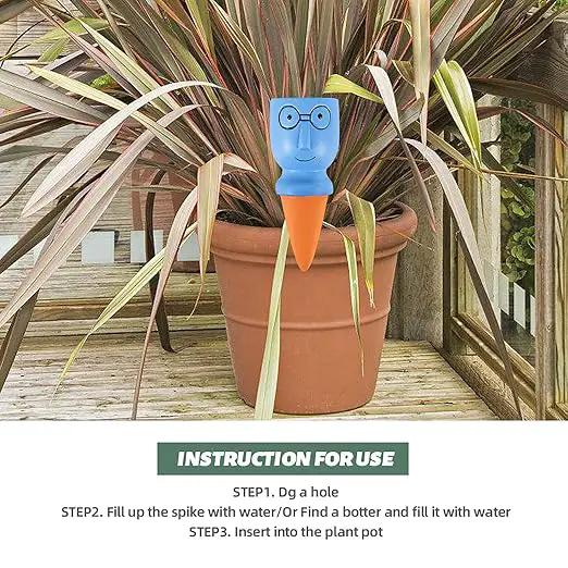 8 Pack Terracotta Watering Spikes, Vacation Self-Watering Planters Devices - Continuous Moisture with Slow Release Watering System - Perfect for Indoor Outdoor Plants (Big head-2pc) by GreenHaven Gardens