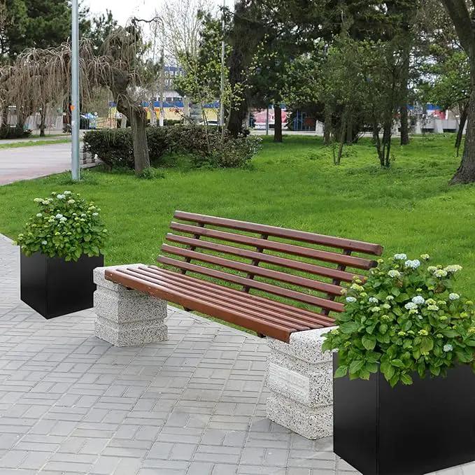 Galvanized Steel Planter Box Black Metal Planter Large Square Indoor Outdoor Planters Cube Steel Heavy Duty Flower Pot 16Inch Powder Coating Modern Commercial Residential for Patio, Deck, Yard, Garden by GreenHaven Gardens