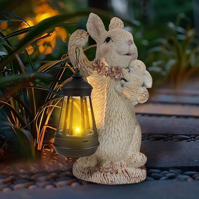 ILLUMINEW Solar Garden Statues Rabbit Lights, Outdoor Lighted Bunny Garden Decor Waterproof Figurines for Patio Porch Balcony Yard Lawn Lantern, Unique Easter Gifts for Mom Grandma Mother by GreenHaven Gardens