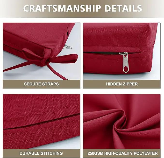 Outdoor Cushions for Patio Furniture, Waterproof Outdoor Chair Cushion w/Fade-Resistant, Removable & Machine-Washable Cover, 22x22 Inch, Deep Seat Sofa/Couch Pad Replacement – Set of 1/2/4, Burgundy by GreenHaven Gardens