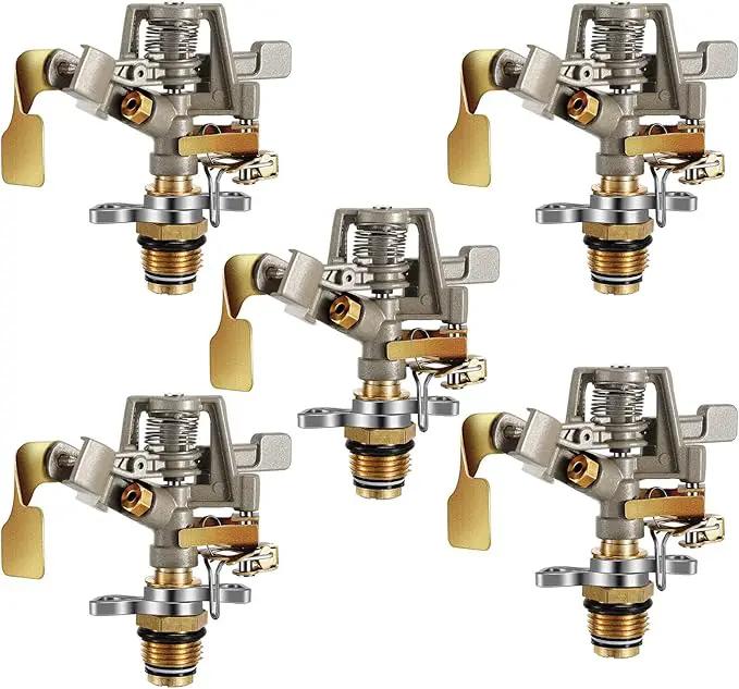 Impact Sprinkler Head Brass Pulsating Sprinkler Lawns Garden Adjustable 360 Degrees Watering Heavy Duty Sprinkler Head with Nozzles for Yard and Grass Irrigation (5 Pieces) by GreenHaven Gardens