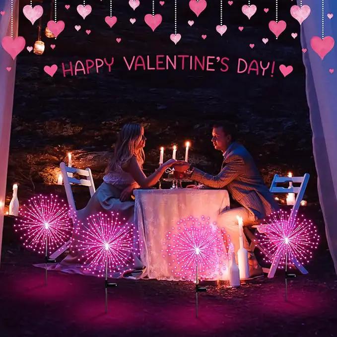 6 Pack Pink Solar Firework Lights 180 LED 8 Lighting Modes Waterproof Outdoor Decorative Solar Lights for Easter Wedding Birthday Garden Patio Yard Pathway Walkway Lawn Decor by GreenHaven Gardens