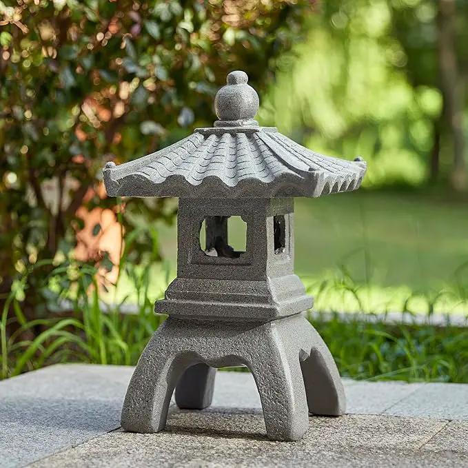 Glitzhome MGO Faux Concrete Pagoda Garden Statue Indoor and Outdoor Decoration, 16" H by GreenHaven Gardens