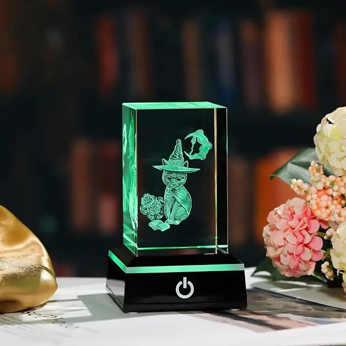 Qianwei 3D Crystal Gothic Black Cat - Baphomet Statue Halloween Cat Witch Figurines Occult Medieval Goth Satanic Home Desk Decor Witchy Gifts Horror Lilith Statue by GreenHaven Gardens