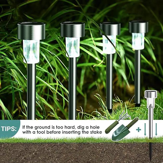 GIGALUMI Solar Lights Outdoor Waterproof, 20 Pack, Stainless Steel LED Solar Garden Lights for Patio, Lawn, Yard and Landscape, Garden Decor Patio Decor, Cold White by GreenHaven Gardens