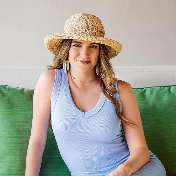 Wallaroo Hat Company – Women’s Petite Catalina Sun Hat – Wide Brim, Natural Fiber, Adjustable Sizing for Smaller Crown Sizes by GreenHaven Gardens