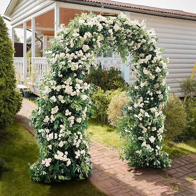 VINGLI Garden Arbor, Arch Archway for Wedding Ceremony Party, Steel Garden Trellis for Plant Climbing, Christmas Garden Decorations Pergola for Garden, Backyard, Lawn (Black, 52.2x22.8x83.9in) by GreenHaven Gardens