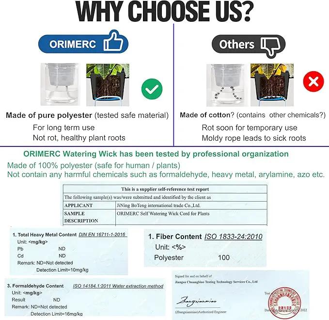 ORIMERC 200 feet 1/4 inch Self Watering Capillary Wick Cord Vacation Plant Sitter DIY Hydroponic Wicking Rope Seeds Start Planter Pot Automatic Potted Flower Passive Lazy Waterer String System Device by GreenHaven Gardens