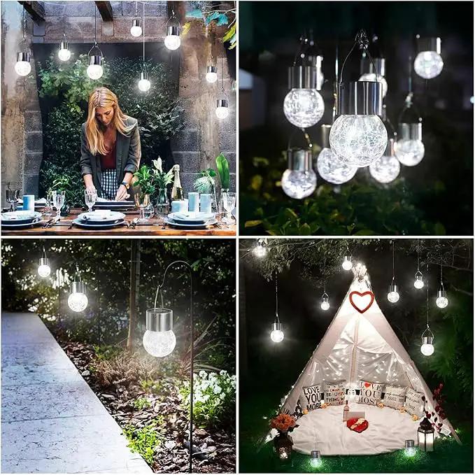 MAXvolador 12-Pack Hanging Solar Lights, Decorative Cracked Glass Ball Light, Solar Powered Waterproof Globe Lighting for Garden, Tree(Cool White) by GreenHaven Gardens