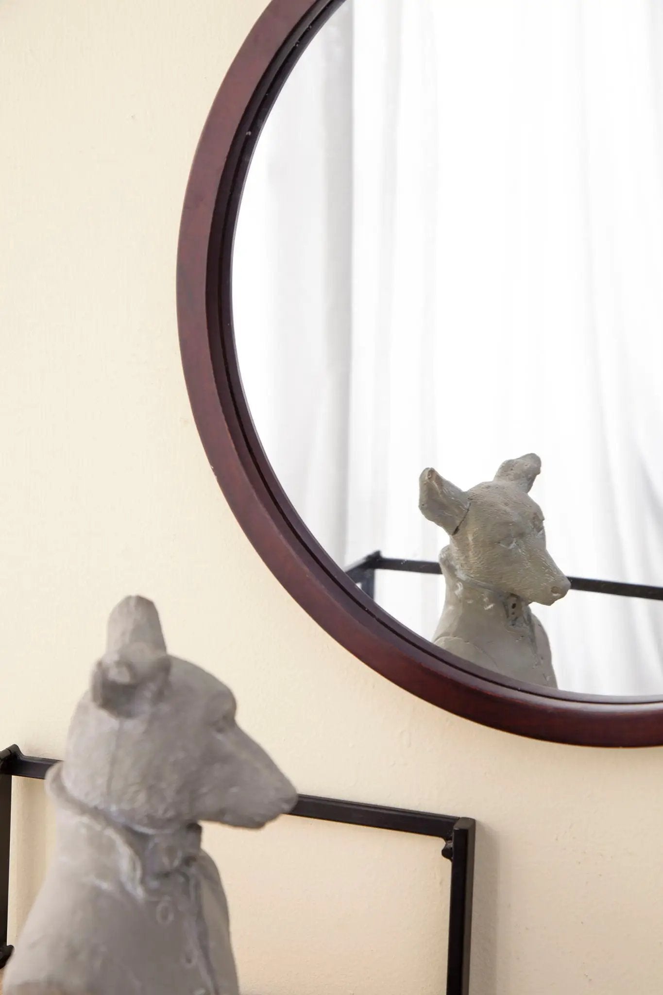 Circle Wall Mirror With Wooden Frame for Living Room by HouseOfZazla