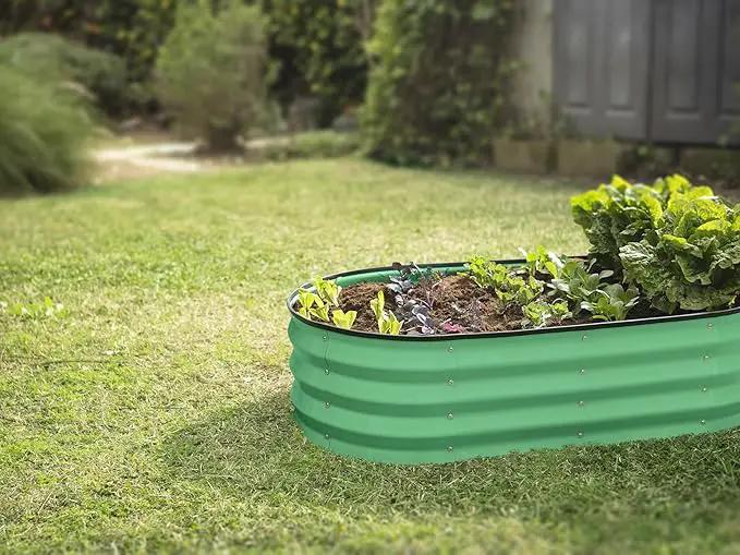 Galvanized Raised Garden Beds Outdoor // 4×2×1 ft Planter Raised Beds for Gardening, Vegetables, Flowers (Light Green) // Large Metal Garden Box by GreenHaven Gardens