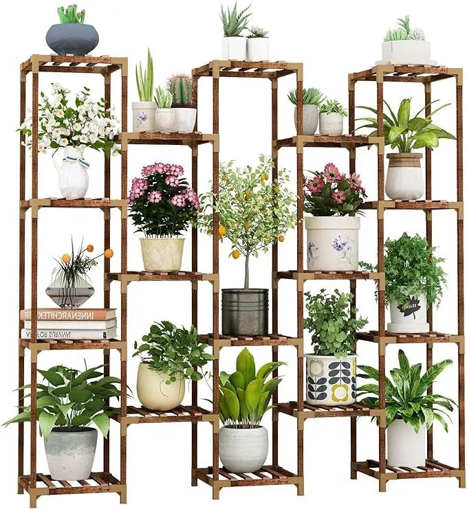 HOMKIRT Plant Stand Indoor Outdoor, 17 Tier Large Tall Plant Shelf for Indoor Plants Multiple, Wood Plant Stand Rack Holder Table for Living Room Garden Patio Window by GreenHaven Gardens