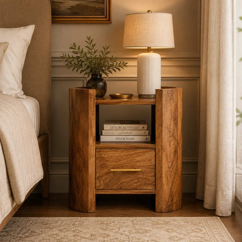 Solid Wood Valencia Sculpted Bedside by HouseOfZazla