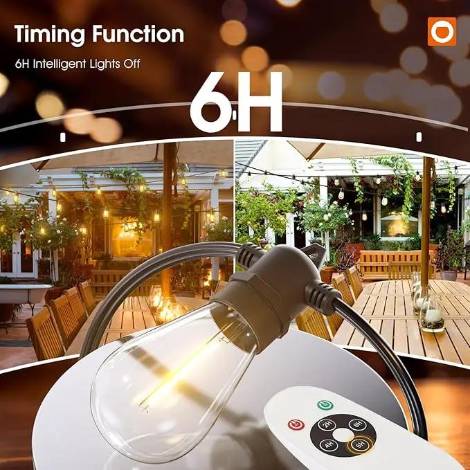 addlon 50FT LED Outdoor String Lights Timer Control with Edison Shatterproof Bulbs, Weatherproof Strand, Commercial Grade Patio Lights, Decorative for Garden or Patio, Black by GreenHaven Gardens