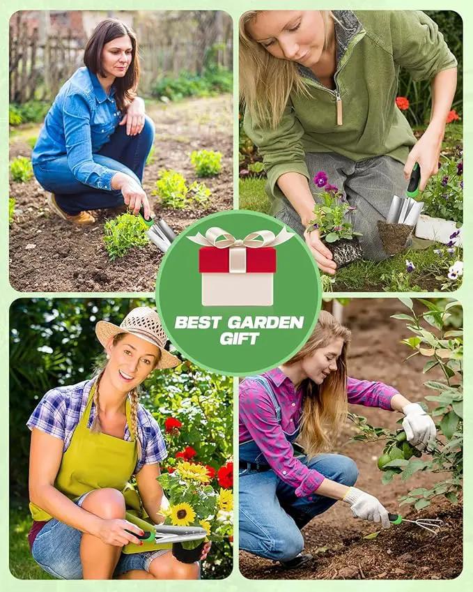 Garden Tools Set, 8 in 1 Heavy Duty Garden Tools Kit, Stainless Steel Ergonomic Gardening Hand Tool with Upgraded Bag, Gardening Supplies Gift for Women, Kid, Organizer by GreenHaven Gardens
