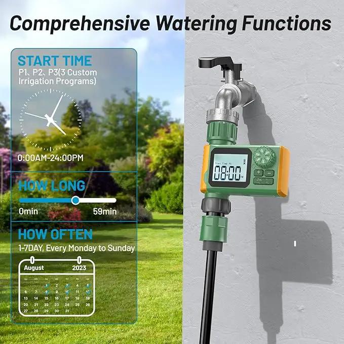 Sprinkler Timer, Hoses Timer for Watering, Outdoor Irrigation Timers, Water Scheduling Device for Tube Programmable with Auto/Manual/Rain-Delay System, Water Hoses Timers for Yard, Lawn, Pool(Green) by GreenHaven Gardens