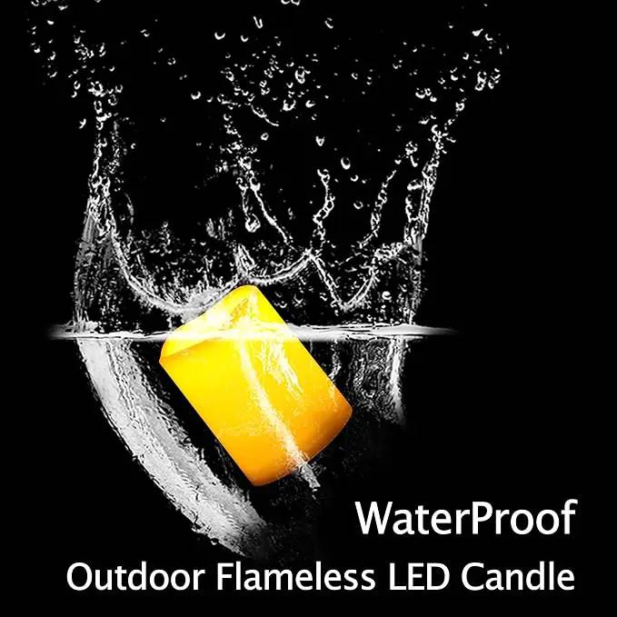 CANDLE CHOICE Waterproof Outdoor Battery Operated Flameless Candles with Timer Realistic Flickering Plastic Fake Electric LED Pillar Lights for Lantern Garden Wedding Christmas Decorations 4 Pack by GreenHaven Gardens