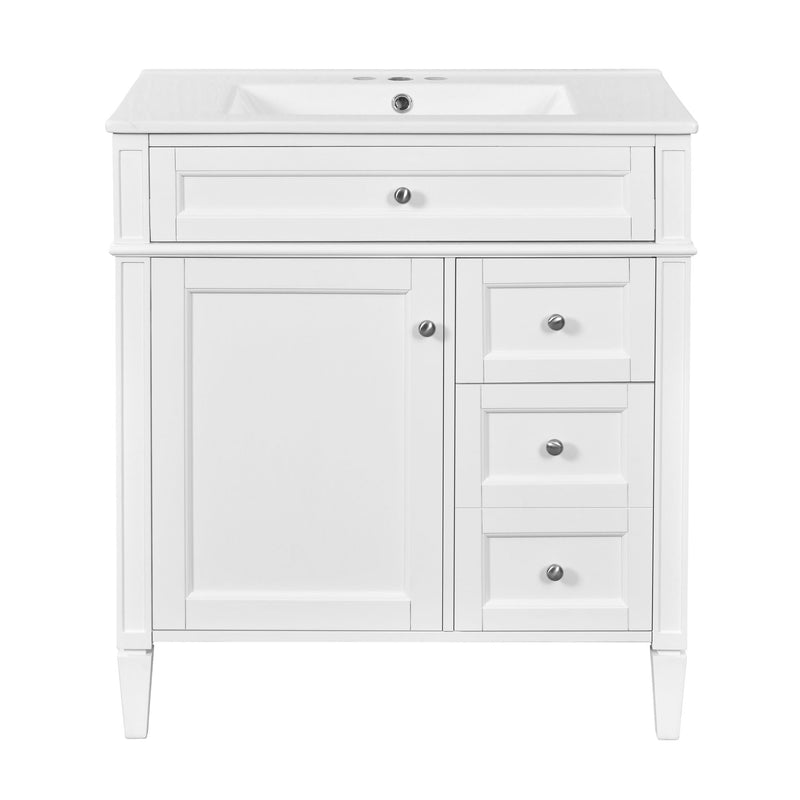 Bathroom Vanity With Top Sink, 2 Drawers & Tip Out Drawer