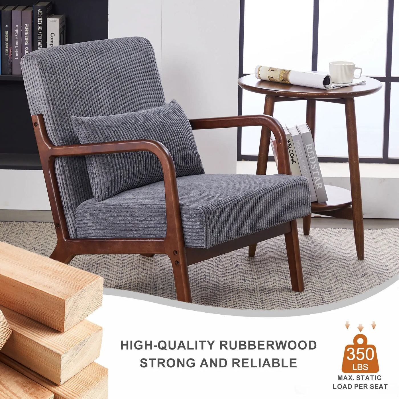 Accent Chair With Pillow And Wood Frame by HouseOfZazla
