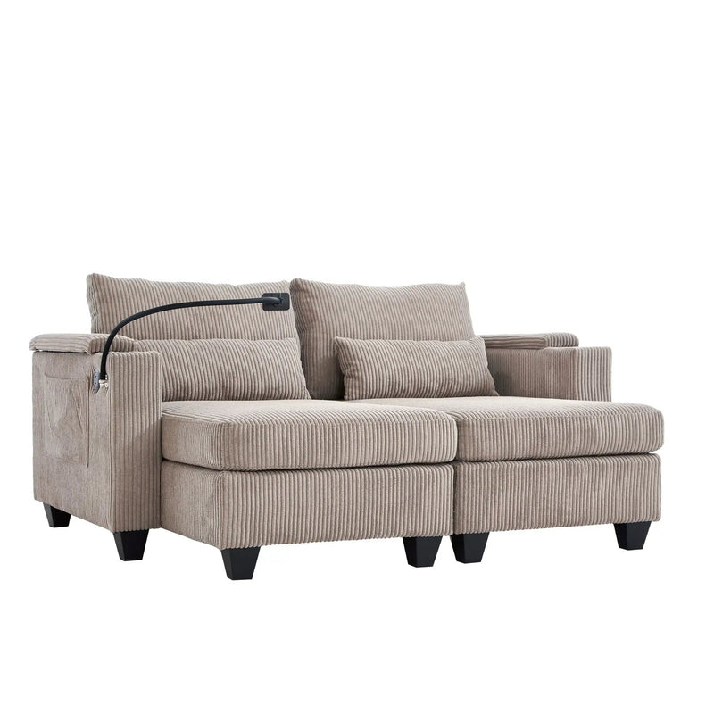 Convertible Chaise Lounge Sofa Chair With USB Ports, Cup Holders, Phone Holder And Storage by HouseOfZazla