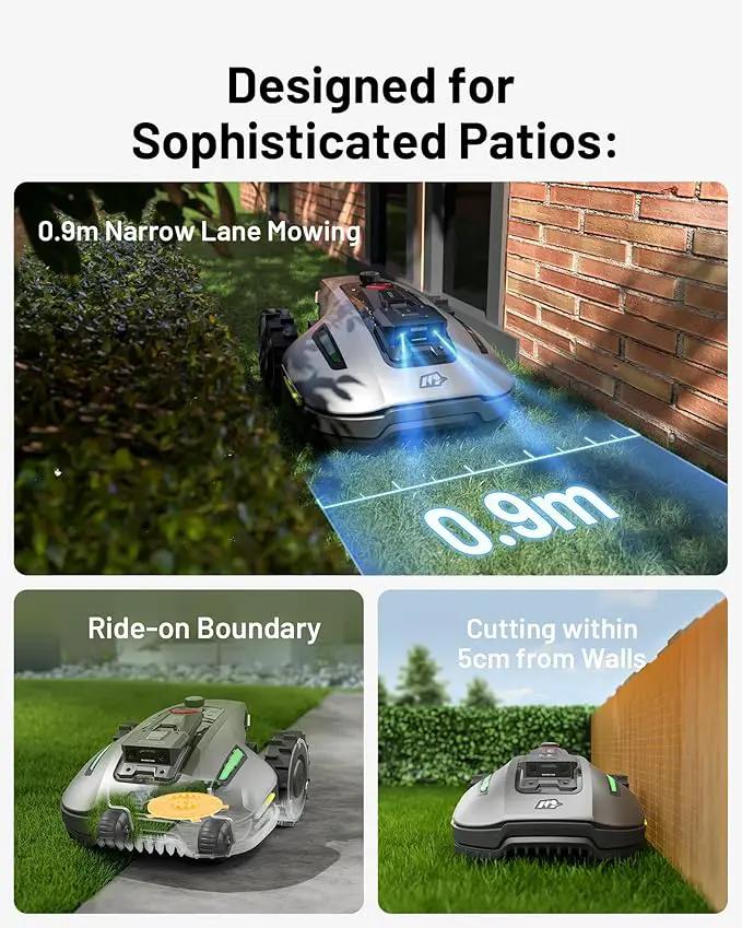 YUKA Mini 700H Robot Lawn Mower, Reception 0.17 Acre, Max.0.27 Acre, Ultrasense AI Vision+ RTK Positioning, Auto Mapping, App Control, 50% Slope, Cutting Height 2''~3.5'', 15 Mowing Zones by GreenHaven Gardens