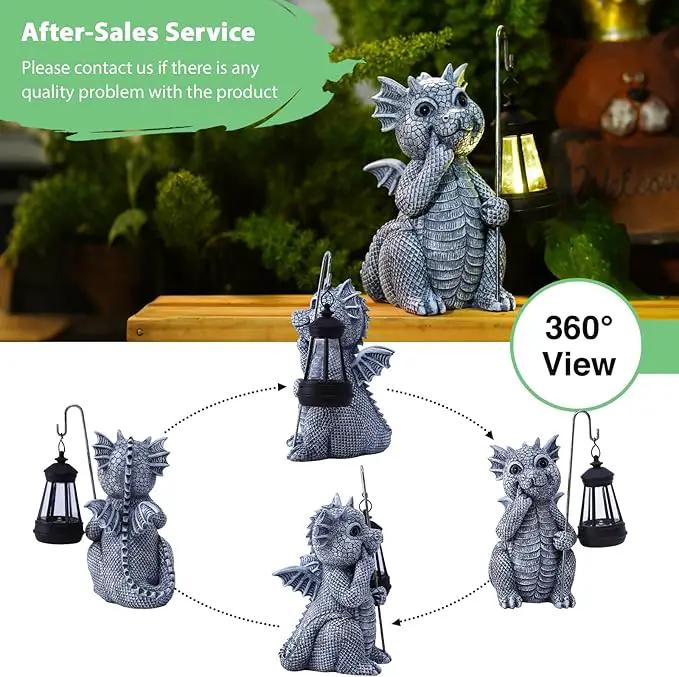 Goodeco Dragon Garden Statue Outdoor with Solar Lantern - Resin Dragon Decor for Garden, Patio, and Yard - 8.3 inches Dragon Gifts & Decorations (Dragon) by GreenHaven Gardens