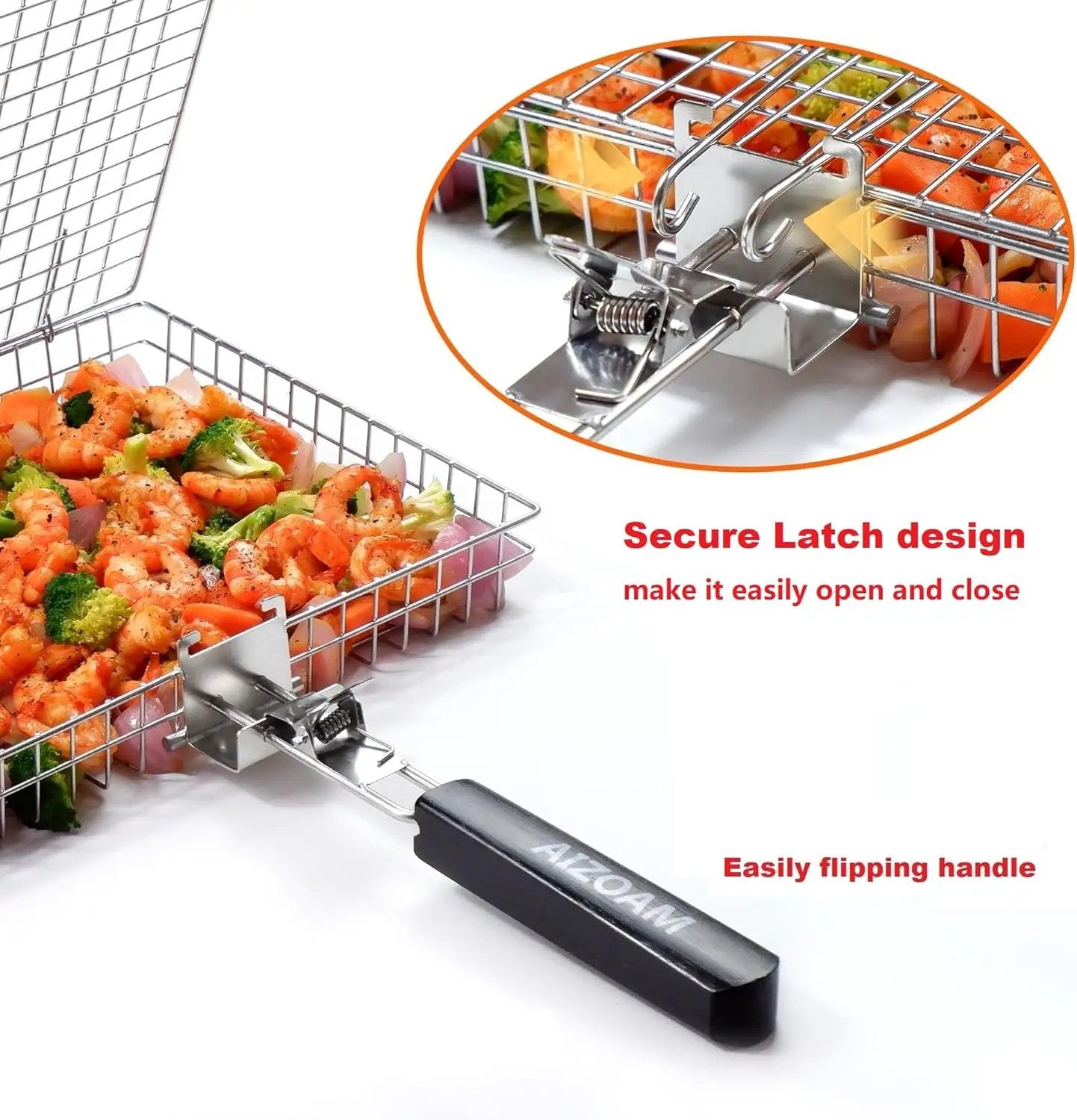Grill Basket - Grill Baskets for Outdoor Grill, Stainless Steel Large Grilling Basket w Removable Handle, Portable Fish Grilling Rack for Grill Ideal Meat Fish Vegetables Grilling Accessories by GreenHaven Gardens