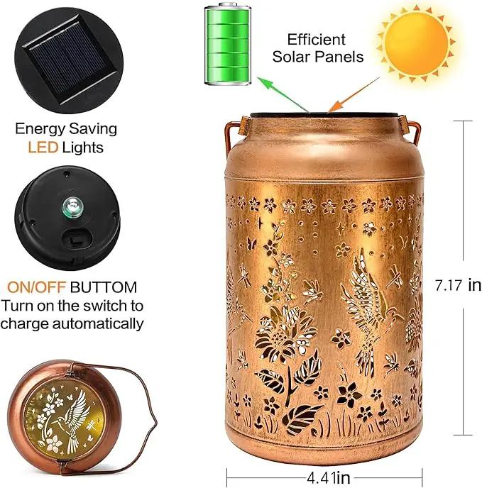 Outdoor Solar Waterproof Lantern Bee Garden Decorative Lights Hanging Solar Lights for Patio, Balcony, Backyard, Porch as Gift for Mom and Grandma (Hummingbird Flowers) by GreenHaven Gardens