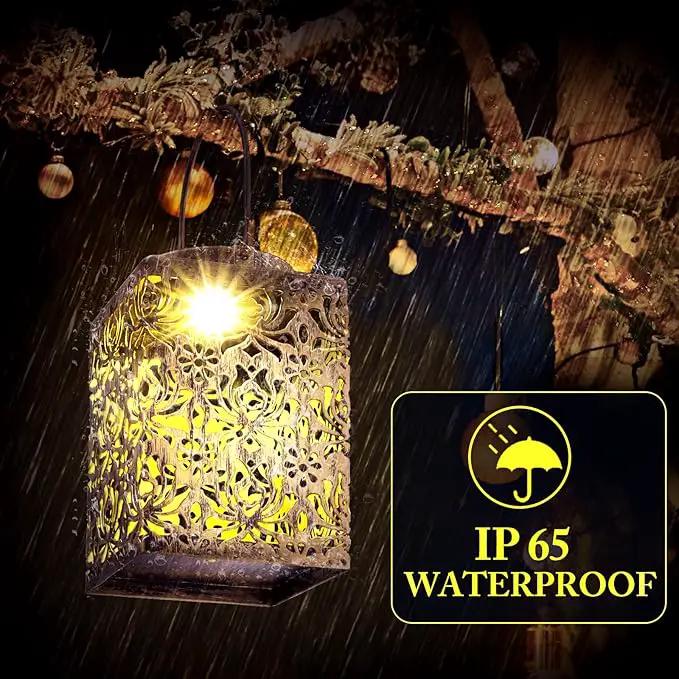 2 Pack Solar Lanterns Outdoor Waterproof - Metal Solar Garden Lights for Patio Porch Yard Garden Decor, Christmas Birthday Gifts for Women (Bronze) by GreenHaven Gardens