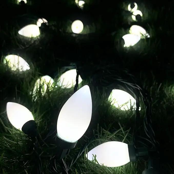C9 Christmas Lights Outdoor 50 LED Cold White Strawberry Waterproof String Lights Xmas Tree Indoor Decoration Plug in 34.5 Feet Used for Home Festive Courtyard Patio Garden(Cold White) by GreenHaven Gardens