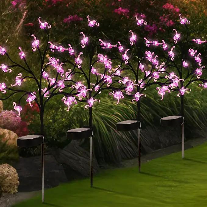 4 Pcs Pink Flamingos Yard Decoration Solar Flamingo Stake Lights Outdoor LED Yard Decorations for Pathway Lawn Patio Walkway Christmas, 29.5" Height by GreenHaven Gardens