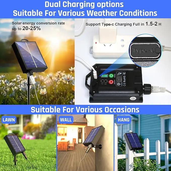 New Upgraded Solar Garden Lights, 6 Pack 48 LED Solar Firefly Lights Outdoor Waterproof, Solar & USB Charging, 8 Modes Swaying Light for Yard Pathway Patio Landscape Outdoor Decoration Lights by GreenHaven Gardens
