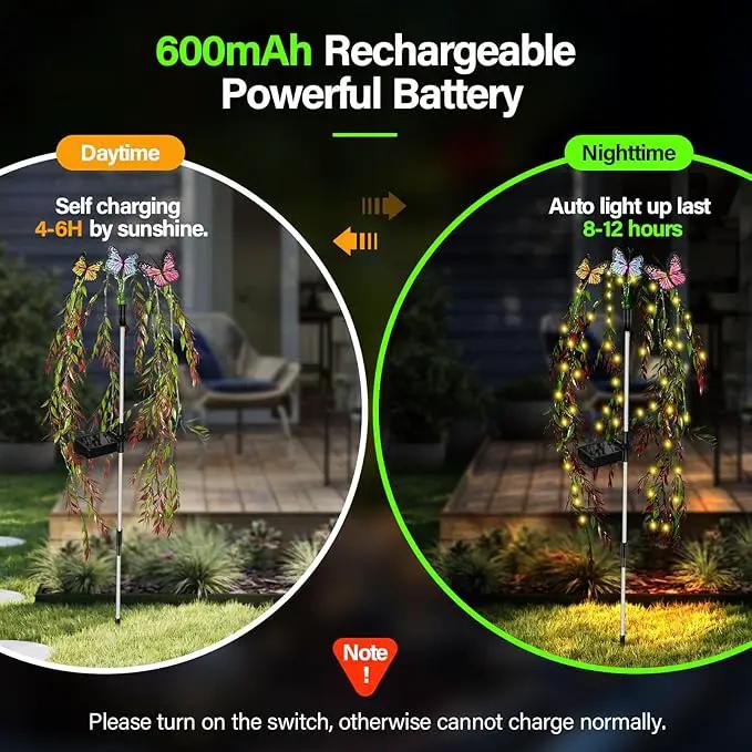 Outdoor Solar Lights for Yard Decorative, 69LED Tree Swaying Solar Garden Lights Outside Waterproof, Flower Solar Power Fairy Light Butterfly Decor for Patio Lawn Landscape Decorations by GreenHaven Gardens