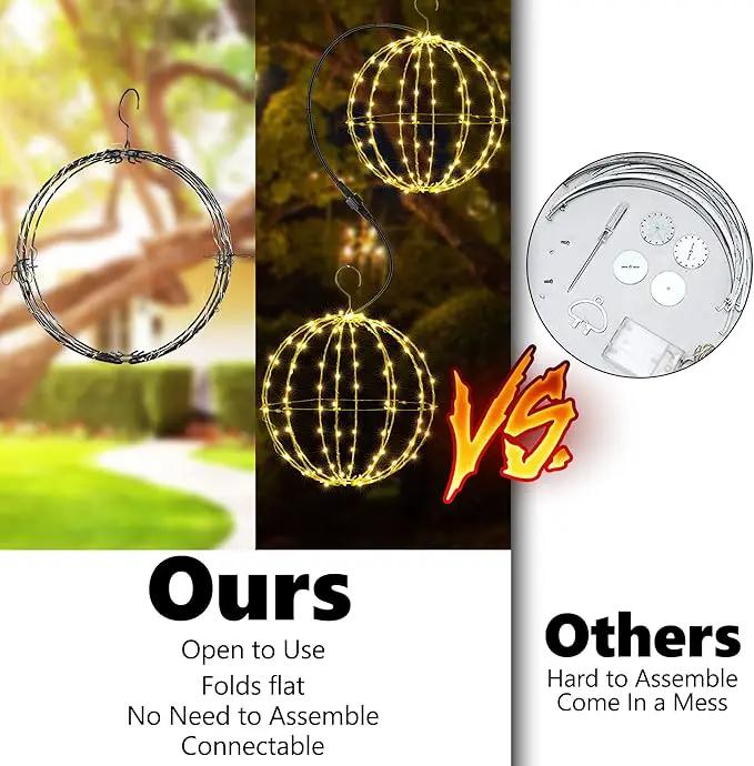 Outdoor Decorations Hanging Ball Lights 2PCS - 12 Inch Connectable Hanging Tree Globe 120 LED Fairy Lights with 8 Lighting Modes,Timing Function Waterproof Indoor Outdoor (Warm White, 2pcs) by GreenHaven Gardens