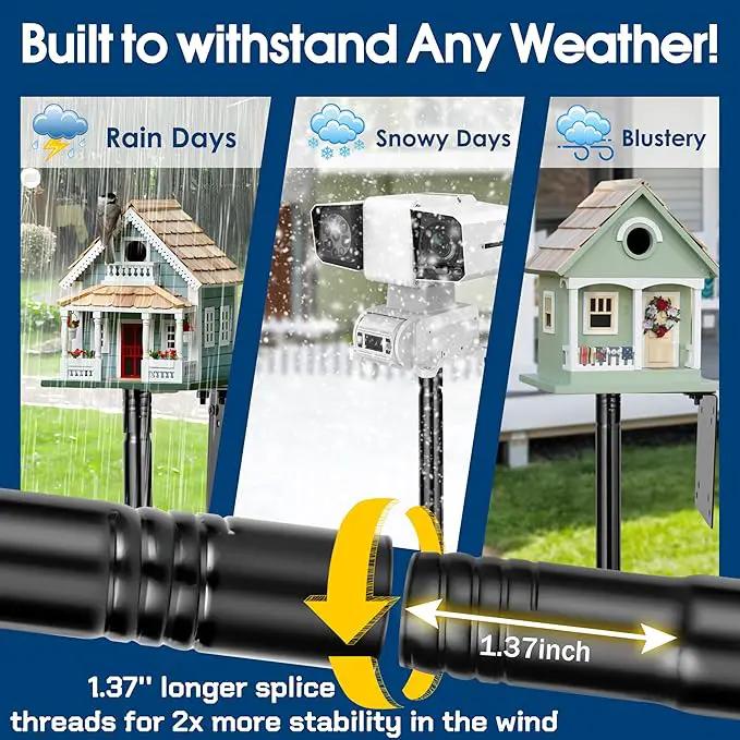 Ottsuls 2 Pack 109 Inch Heavy Duty Bird Feeder Pole Kit for Wild Birds, with 5-Prong Base Feeding Station, Adjustable Birdhouse Stand by GreenHaven Gardens