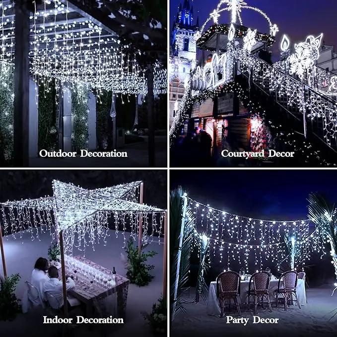 960 LED 98FT Christmas Lights Plug in 8 Modes with Timer Dimmable Christmas Decorations Outdoor Waterproof Indoor Curtain String Lights for Roof Garden Holiday Wedding Party Decor Cool White by GreenHaven Gardens