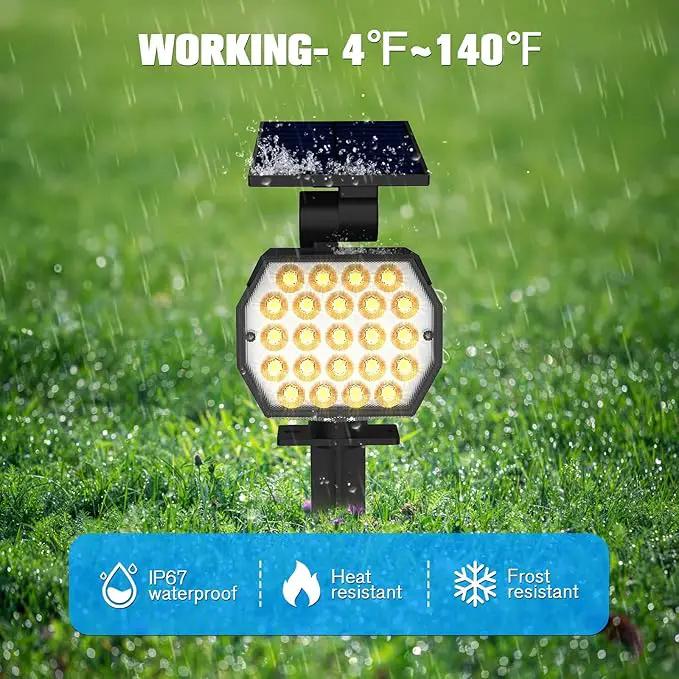 NIORSUN Solar Spot Lights Outdoor,23 LEDs Landscape Lighting with Auto On/Off and 3 Lighting Modes, IP67 Waterproof Spotlights,Outdoor Solar Lights for Yard Garden,2 Pack(Warm White) by GreenHaven Gardens