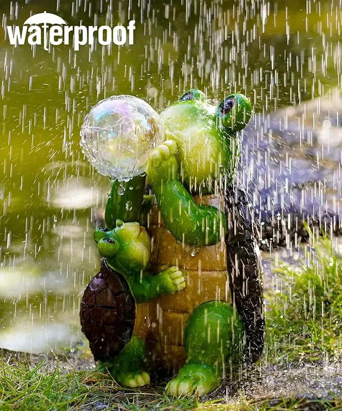 Solar Turtle Statues for Garden Decor: Outdoor Sculpture with Bubble Light for Ornament Yard Art Lawn Porch Patio Balcony - Unique Gifts Women Mom by GreenHaven Gardens