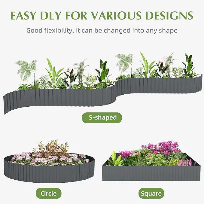 Metal Garden Edging Border, Corrugated Steel Landscaping, DIY for Lawn (Black, 8 Inch x 10FT) by GreenHaven Gardens