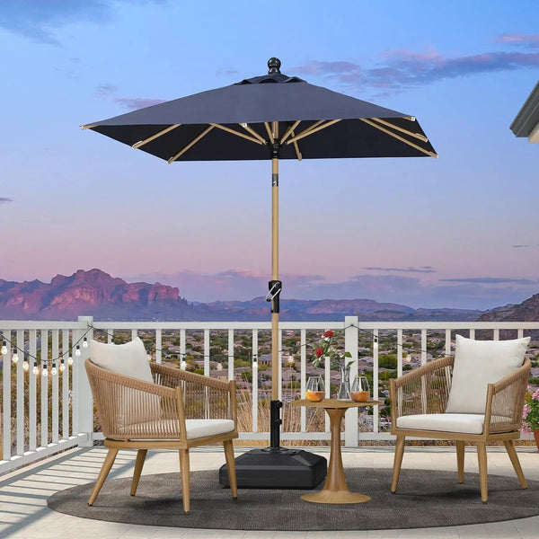 PURPLE LEAF 6' x 6' Market Umbrella Outdoor Table Umbrella Aluminum Patio Umbrella with Push Button Tilt & 8 Sturdy Ribs and Crank Outdoor Umbrellas for Deck Backyard Beach, Navy Blue