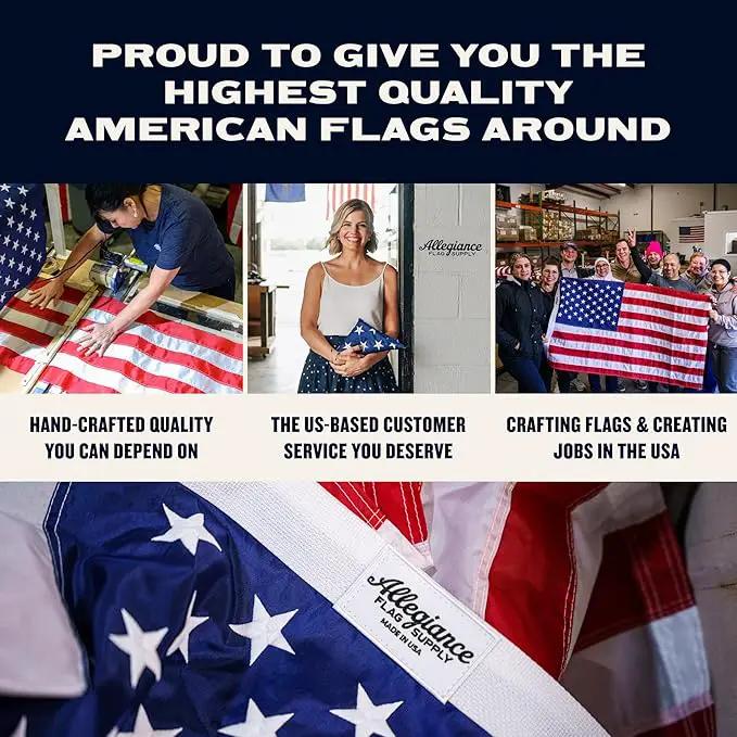 American Flag | American-Sourced Nylon Fabric, Embroidered Stars, Hand-Stitched | Proudly Made in USA (3' x 5') by GreenHaven Gardens