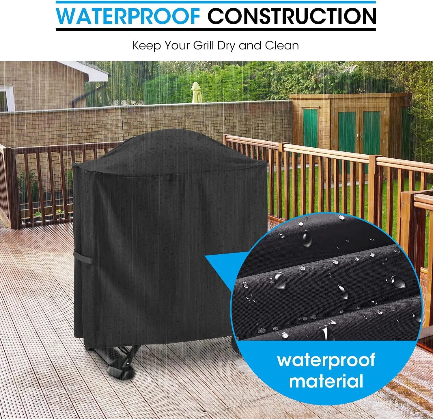Unicook Grill Cover for Weber Q 100/1000 Q 200/2000 Grills with Q Portable Cart, Compared to Weber 7113, Heavy Duty Waterproof Full Length BBQ Cover, Outdoor Fade Resistant Material, Black by GreenHaven Gardens