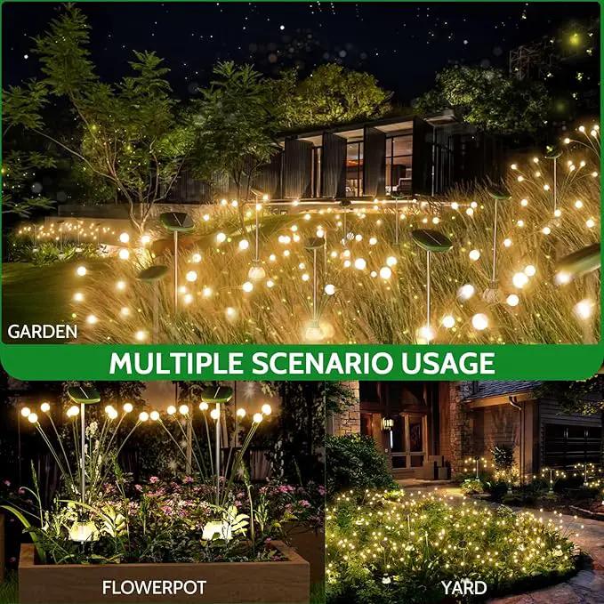 HIGH Power Solar Garden Lights Outdoor, 2 Pack 18 LED Solar Firefly Lights Fairy Swaying by Wind for Outside, IP67 Waterproof, for Patio Garden Yard Walkway Sidewalk, Green by GreenHaven Gardens