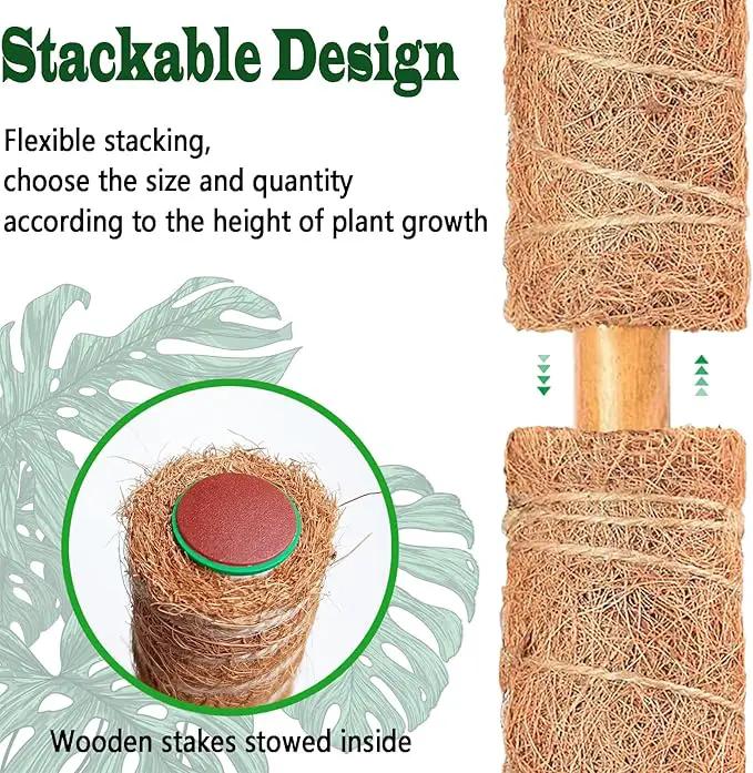2 Pack 21 Inch Moss Poles, Stackable Moss Pole for Plants Monstera, 37 Inch Tall Moss Poles for Climbing Plants Indoor, Coir Totem Plant Support Stakes Stand for Potted Plants, Pothos by GreenHaven Gardens