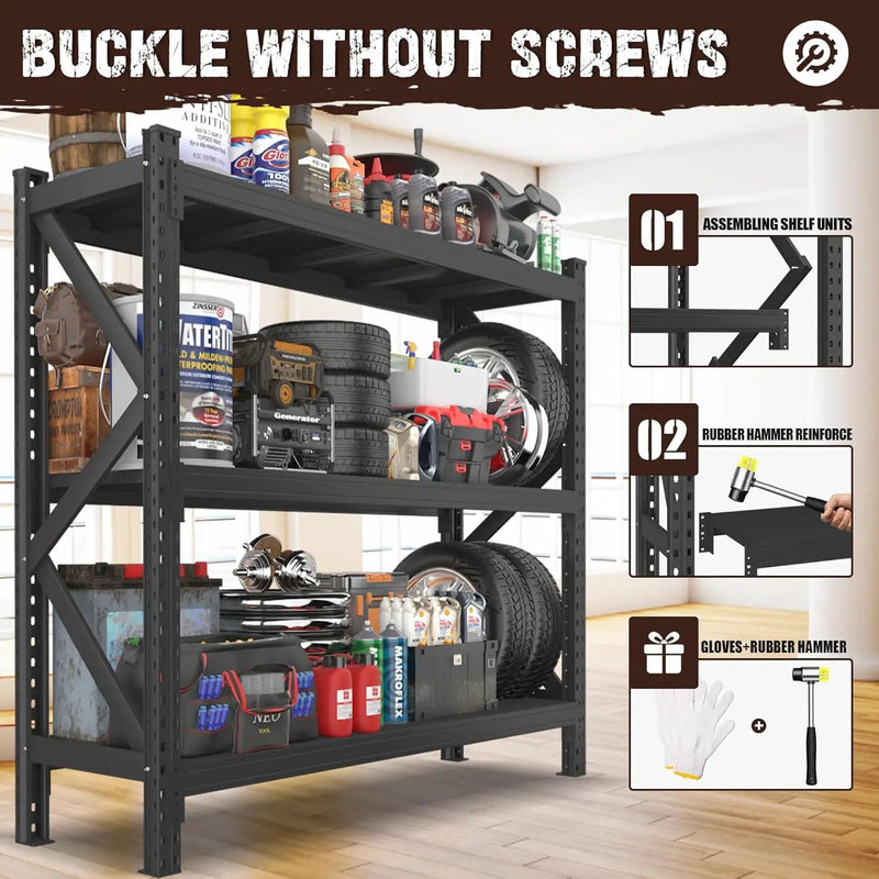 Heavy Duty Garage Shelving Unit - 8500 lbs Capacity, Industrial Metal Storage Rack, Adjustable Steel Rack for Garage, Warehouse, Basement, Pantry (67" W x 19.7" D x 63" H) by GreenHaven Gardens