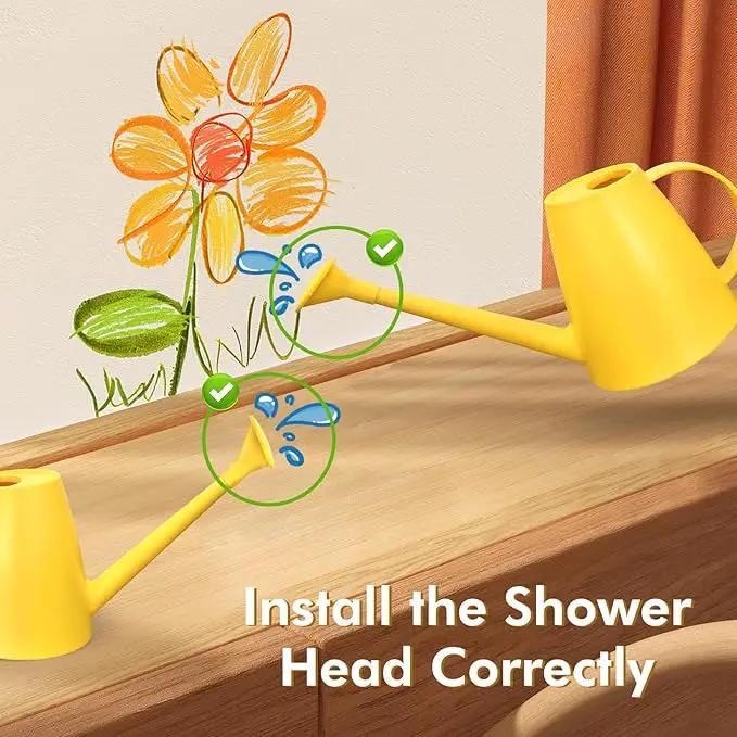 Watering Can for Indoor Outdoor Plants, Modern Small Watering Cans with Removable Nozzle, Long Spout Watering Can for Indoor Bonsai Plants Garden Flowers 1/2 Gallon 1.8L 60OZ (Yellow) by GreenHaven Gardens