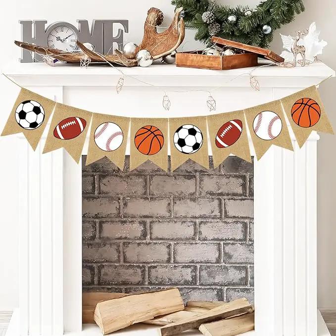 Doumeny Sports Burlap Banner Baseball Bunting Garland Sport Theme Party Hanging Banner American Football Banner Garland Basketball Soccer Banner Bunting for Birthday Baby Shower Sport Club Party Decor by GreenHaven Gardens