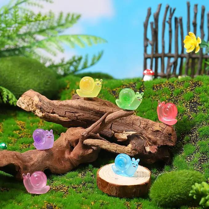 90 Pcs Luminous Resin Snail Miniatures Mini Animals Figures Cute Snail Figurine Fairy Decor Animal Ornament for Garden Landscape Home Accessories Craft Cake Decoration DIY by GreenHaven Gardens