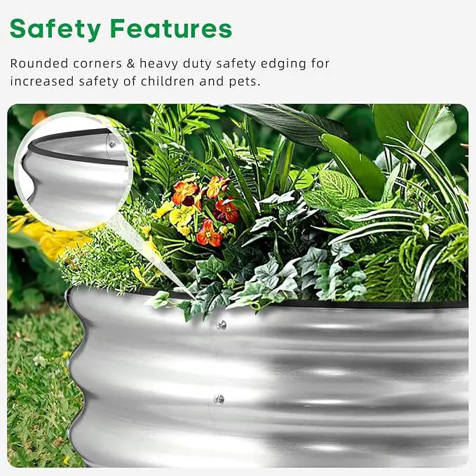 JERIA Raised Garden Bed,Galvanized Raised 2 PCS 2×2×1ft Planter Boxes Outdoor with Easy Assembly, Round Garden Bed for Vegetables, Fruits, Flowers by GreenHaven Gardens