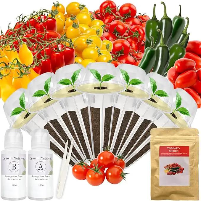 Tomato Seed Pod Kit for AeroGarden, idoo, Ahopegarden, MUFGA with Red Cherry/Golden Cherry Tomato, Roma/San Marzano/Yellow Pear Tomato and Jalapeno Pepper - Compatible with All Hydroponics (7-Pod) by GreenHaven Gardens
